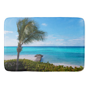 Tapis De Bain Belle plage tropicale aux palmiers venteux