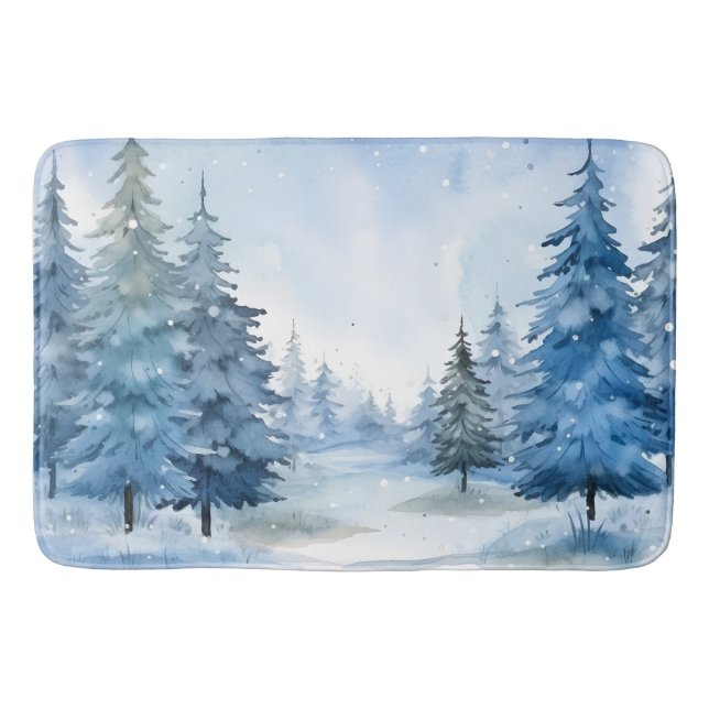 Tapis De Bain Belle scène Blue Winter Woods (Devant)