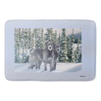Tapis De Bain Belle scène de Wolfhound irlandais neige