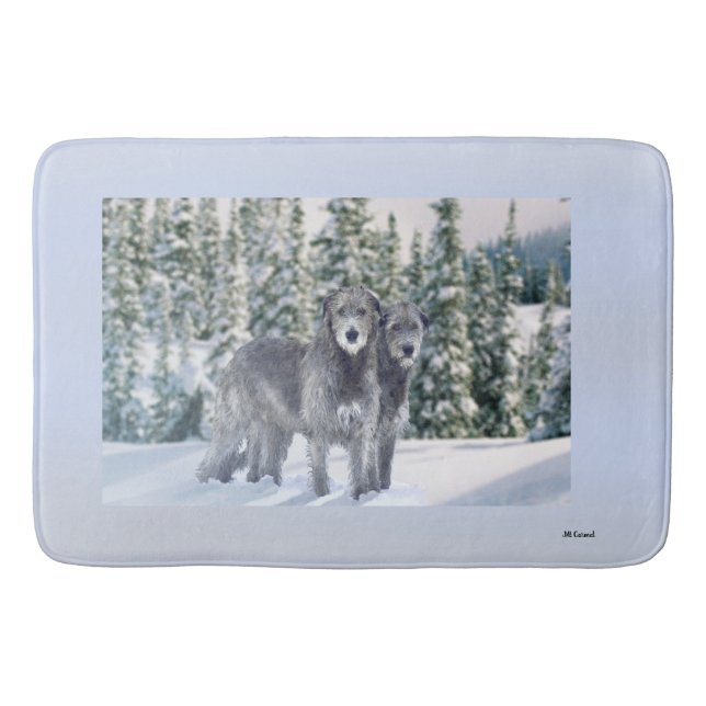 Tapis De Bain Belle scène de Wolfhound irlandais neige (Devant)