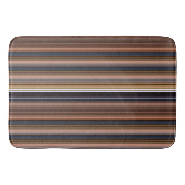 Tapis De Bain Belles rayures bleues brunes (Devant)