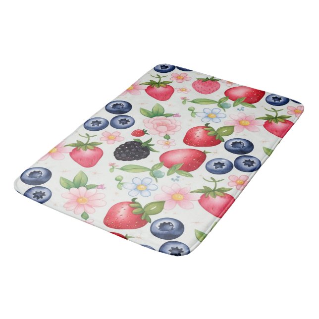 Tapis De Bain Berry Fleurs fraises fête d'anniversaire pour elle (Angle)