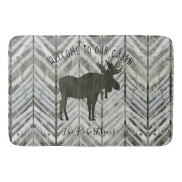 Tapis De Bain Bienvenue à notre Cabine Moose Rustic Lodge Bath D