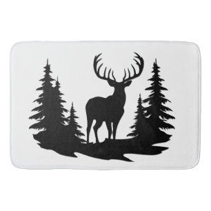 Tapis De Bain Big Buck Parmi Pine Trees Vector