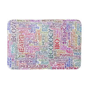 Tapis De Bain Bio Nuage de Mots Texte Motif Biodiversité