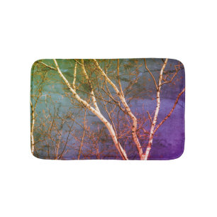 Tapis De Bain Birch Tree blanc Ciel bleu Abstrait Nature