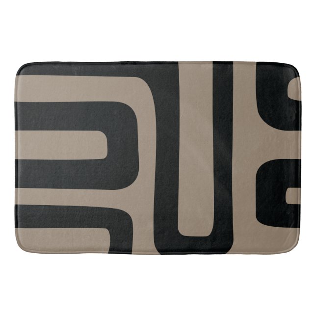 Tapis De Bain Black and Beige Abstract Bath Mat (Devant)