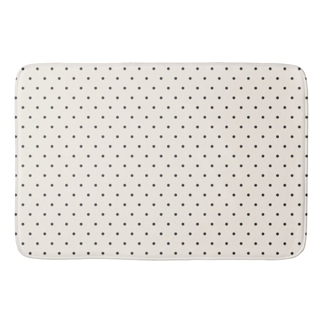 Tapis De Bain Black and White Ivory Polka Dot Pattern Retro  (Devant)