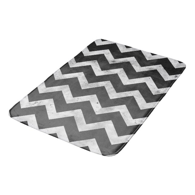 Tapis De Bain Black and white Rustic Chevron pattern (Angle)