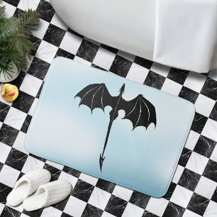 Tapis De Bain Black Tribal Flight Dragon Imaginaire Blue Sky