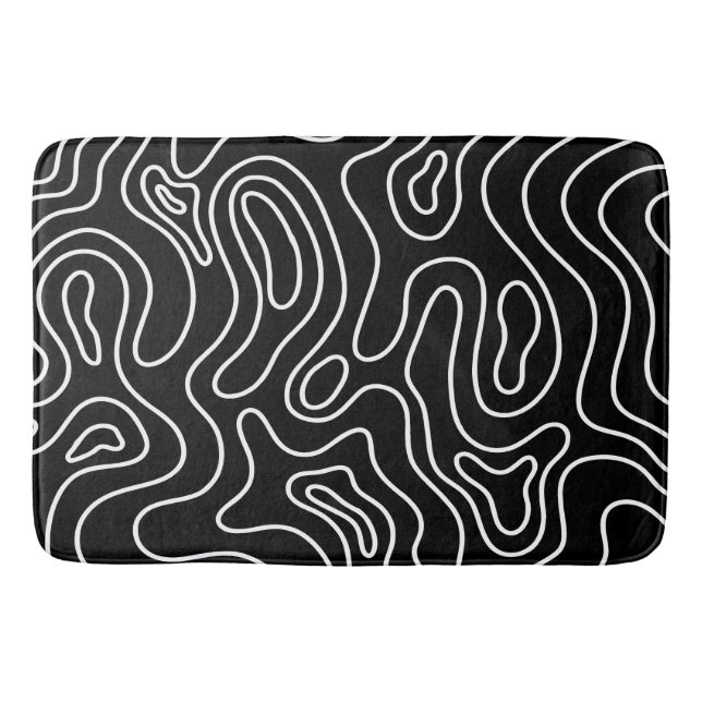 Tapis De Bain Black & white geometric texture pattern  (Devant)