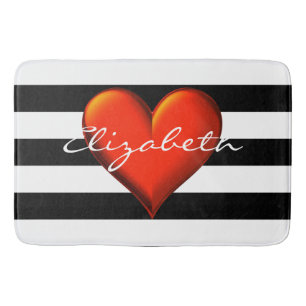 Tapis De Bain Black Wht Horiz Bande Rouge Métallurgique Monogram