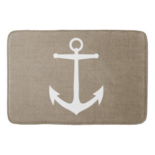 Tapis de bain blanc d'Ancre de toile de jute de
