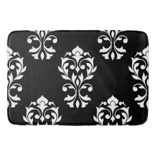 Tapis De Bain Blanc d'atterrisseur Ptn de damassé de coeur sur