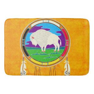 Tapis de bain blanc de Natif américain de Buffalo
