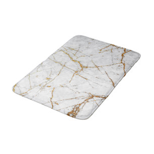 Tapis De Bain Blanc et marbre d'or