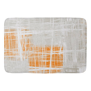 Tapis De Bain Blanc gris orange abstrait