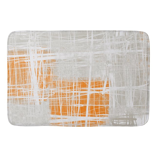 Tapis De Bain Blanc gris orange abstrait (Devant)