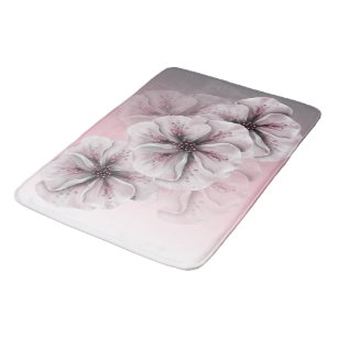 Tapis De Bain Blanc gris rose Ombre floral