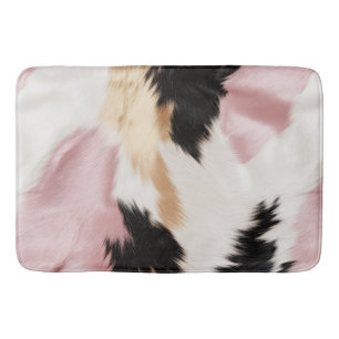 Tapis De Bain Blanc rose Or Noir Vachette Animal