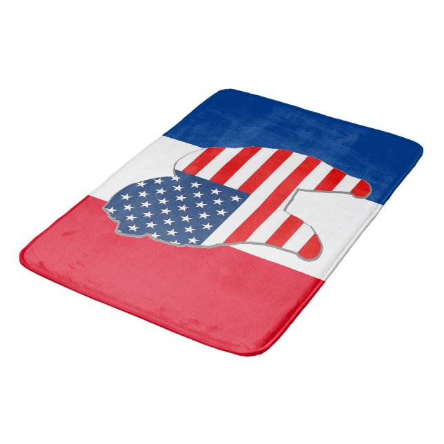 Tapis De Bain BLANC ROUGE ET mat de caisse/bain (Angle)