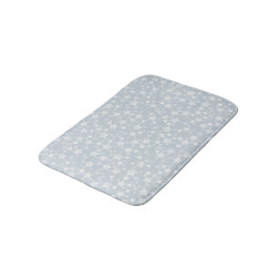Tapis De Bain Blanc sur Dusty Blue   Motif d'étoiles d'impressio