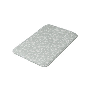 Tapis De Bain Blanc sur gris-vert Motif d'étoiles d'impression