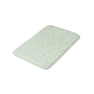 Tapis De Bain Blanc sur vert menthe   Motif d'étoiles d'impressi