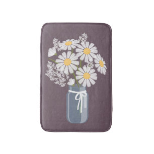 Tapis De Bain Blancs Mason Jar sur Plum Purple