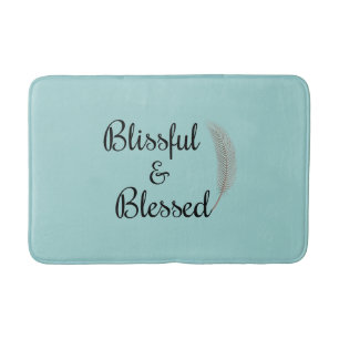 Tapis De Bain Blessful & bénie plume bleu turquoise natte