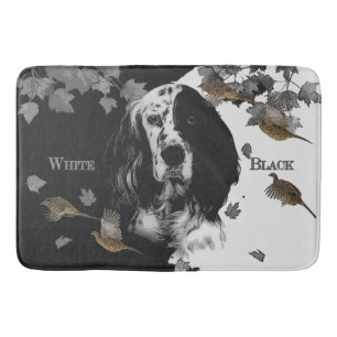 Tapis De Bain Bleu anglais noir et blanc