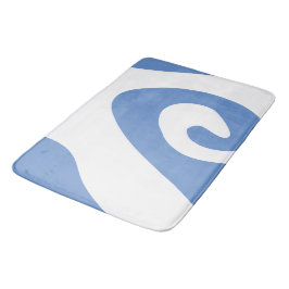 Tapis De Bain Bleu barbeau et tourbillon blanc en vague