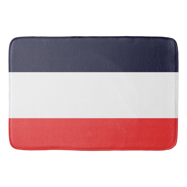 Tapis De Bain Bleu blanc et rouge rayé (Devant)