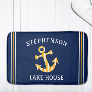 Tapis De Bain Bleu Bleu Bleu Jaune Personnalisé Lac Famille