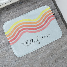 Tapis De Bain Bleu coloré Super Lignes Plage Lever du soleil