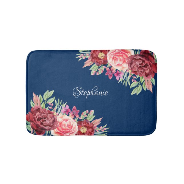 Tapis De Bain Bleu de la marine de Bourgogne (Devant)
