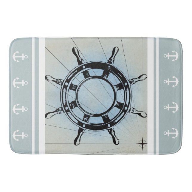 Tapis De Bain Bleu défraîchi Naute à thème (Devant)