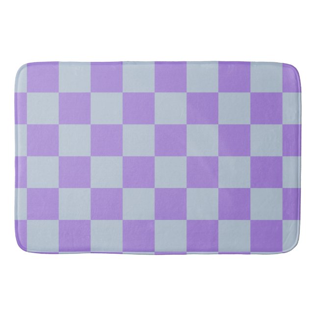 Tapis De Bain Bleu doux et À damiers lavande (Devant)