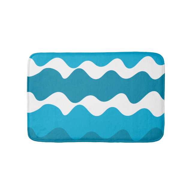 Tapis De Bain Bleu et blanc vagues horizontales motif (Devant)