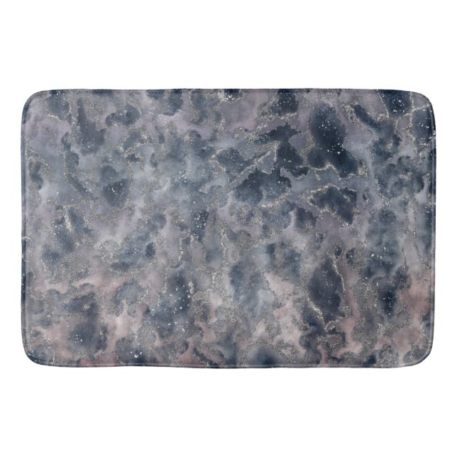 Tapis De Bain Bleu et bleu Rose rose Abstrait Aquarelle (Devant)