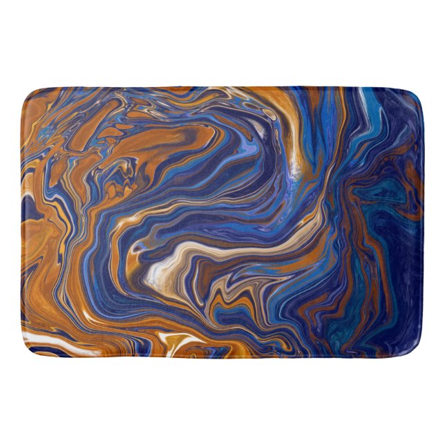 Tapis De Bain Bleu et cuivre Art moderne Abstrait (Devant)