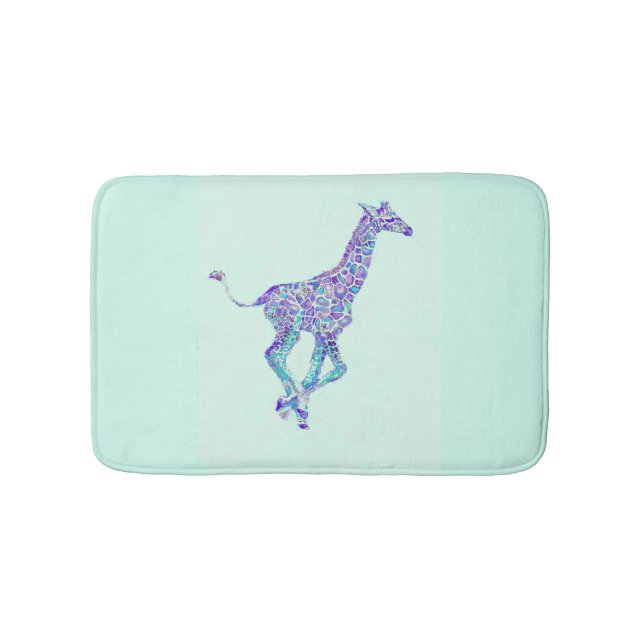 tapis de bain bleu et pourpre d'aqua de girafe (Devant)