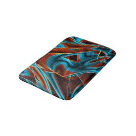 Tapis De Bain Bleu et rouge assez tordu brûlé avec rainures