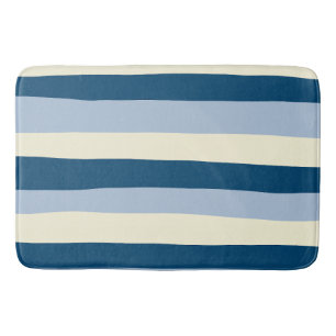 Tapis De Bain Bleu foncé, Bleu clair et Crème