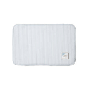 Tapis De Bain Bleu français Fleur de Lis Script Monogramme