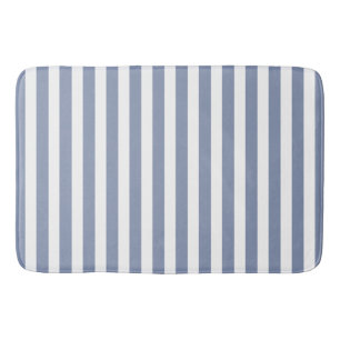 Tapis De Bain Bleu gris et blanc rayures de bonbons
