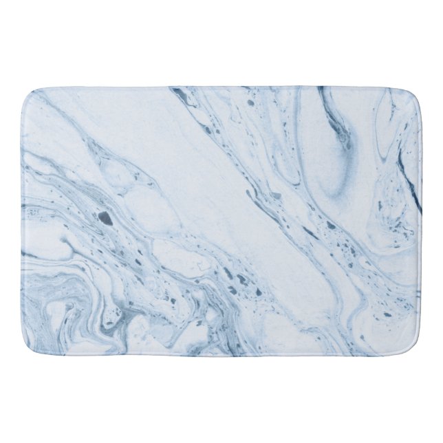 Tapis De Bain Bleu-gris marbre tourbillons arrière - plan (Devant)