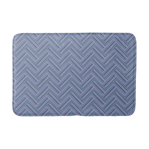 Tapis De Bain Bleu gris rayures motif double tissage
