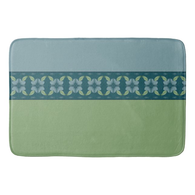 Tapis De Bain bleu gris Turquoise et vert (Devant)