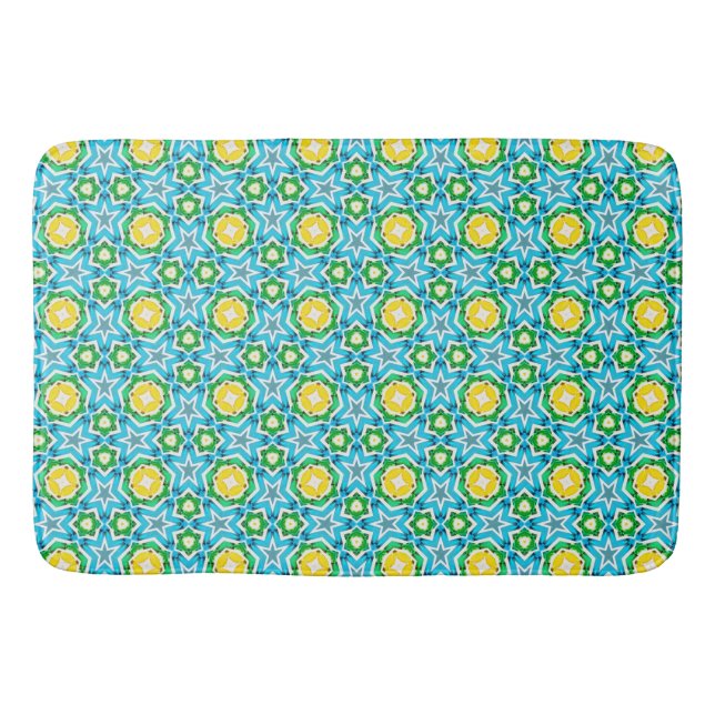 Tapis De Bain Bleu jaune Abstrait (Devant)